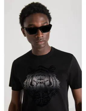 Camiseta de algodón slim fit con estampado de tigre difuminado de Antony Morato