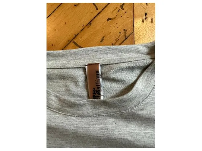 Camiseta gris de manga larga de John Galliano con mangas desmontables con cremallera. Dorado Blanco roto 