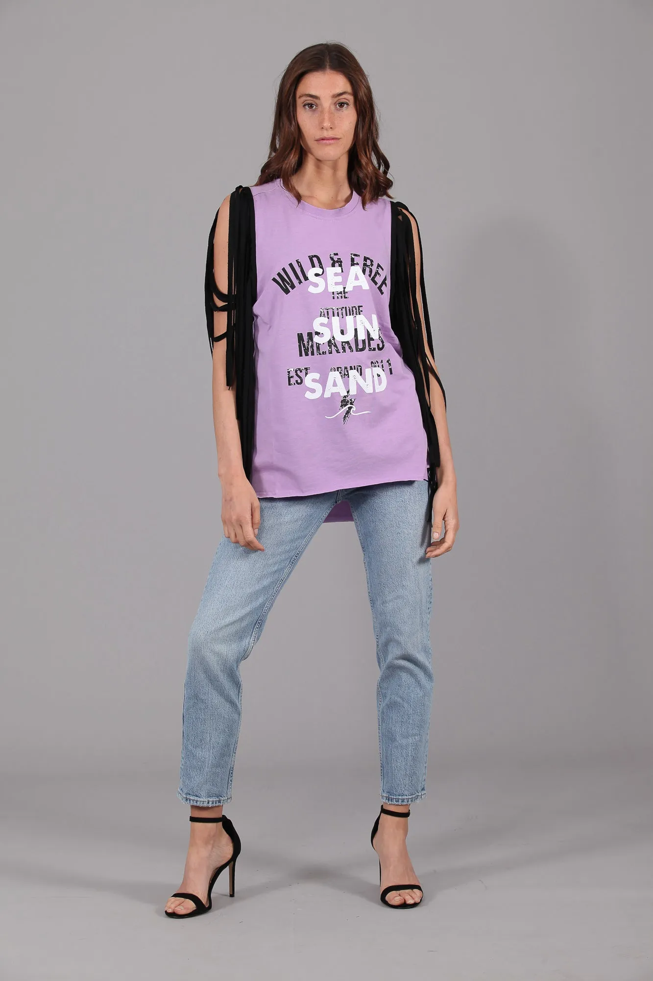 Camiseta SUMMER flecos · LILA ·