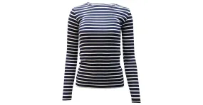Camiseta Vince de manga larga a rayas en algodón azul marino 