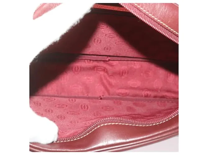 CARTIER Bandolera Cuero Vino Rojo Auth 68320 Burdeos 
