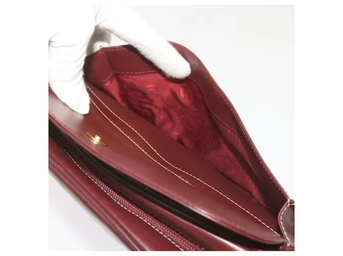 CARTIER Bandolera Cuero Vino Rojo Auth 68320 Burdeos 