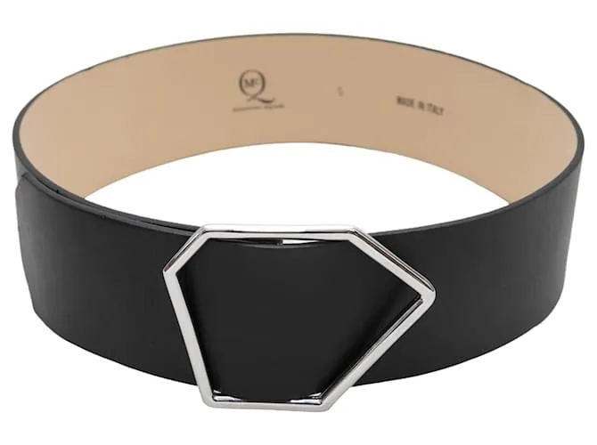 Cinturón ancho de cuero Alexander McQueen negro Talla US S 