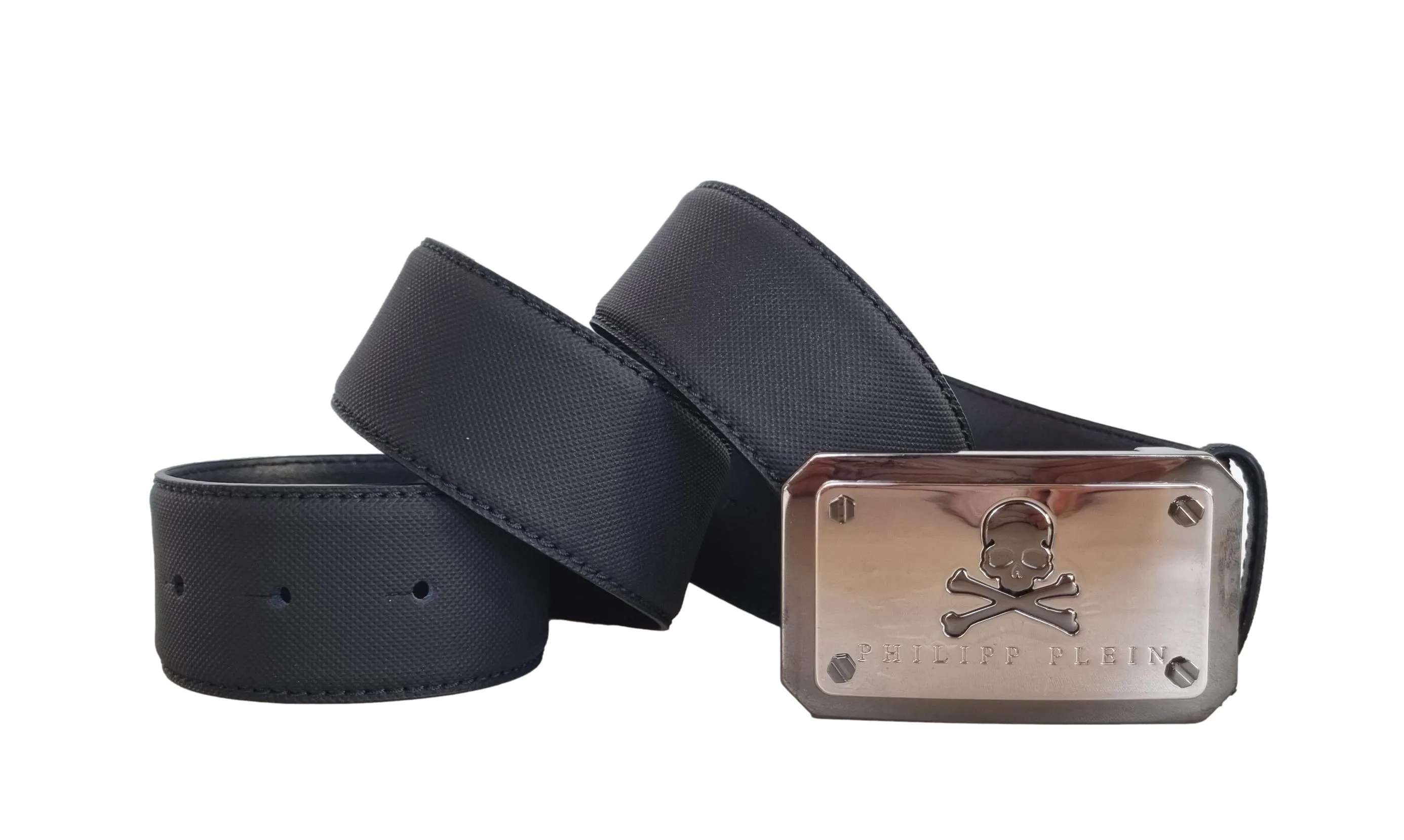 Cinturón de hombre Philipp Plein en piel y metal calavera SABAMVA0708PLE01N ​​ne