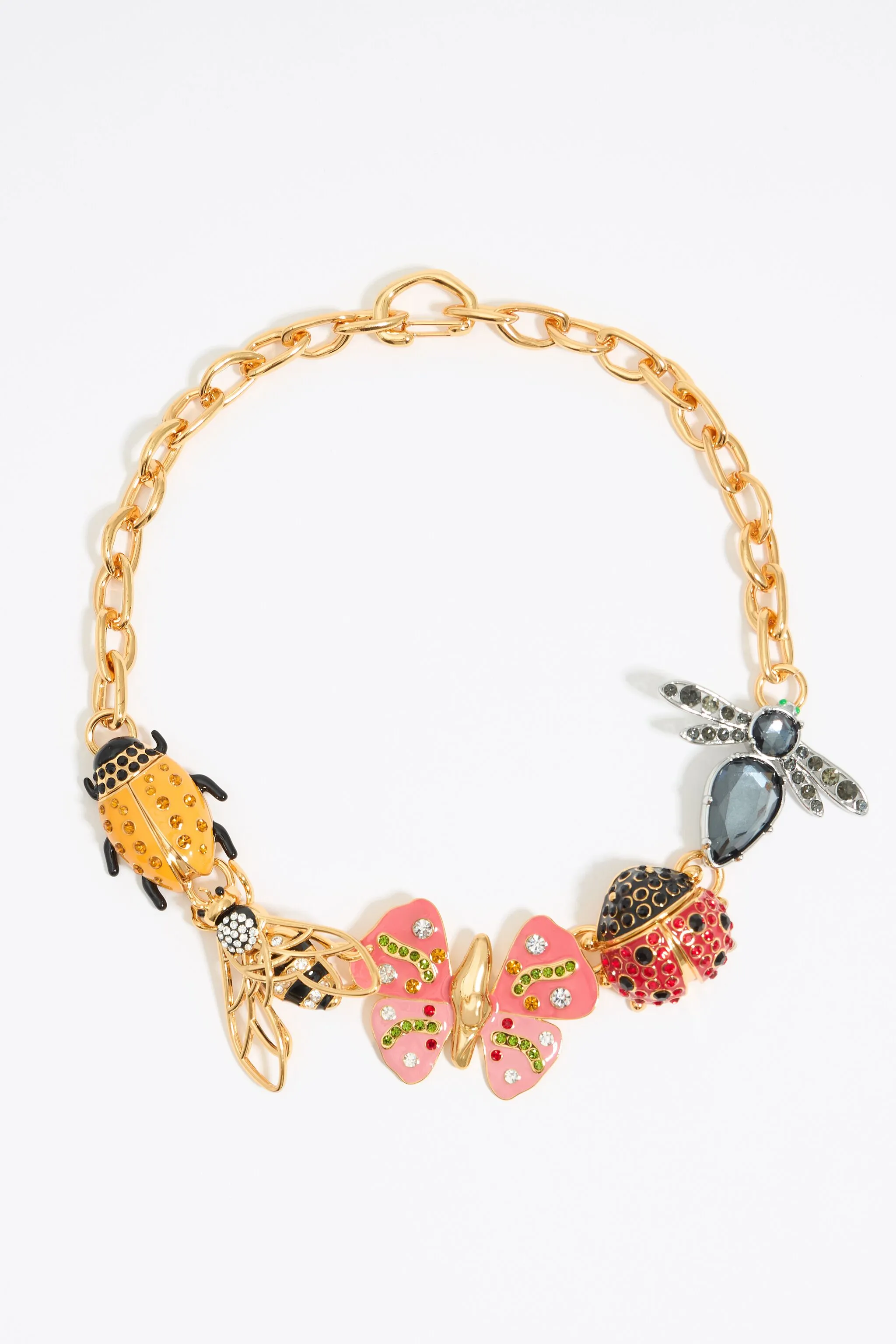 Collar cadena mariposa, mariquita y abeja