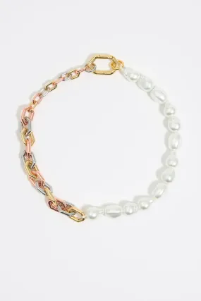 Collar cadena y perlas