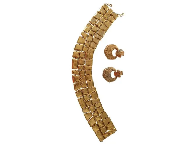 Conjunto sublime de cinturón y pendientes Christian Lacroix Dorado 