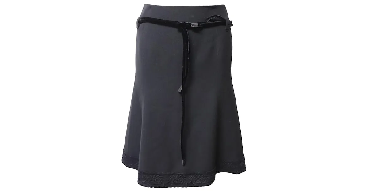 Falda con cinturón de invierno Emporio Armani en lana negra Negro 