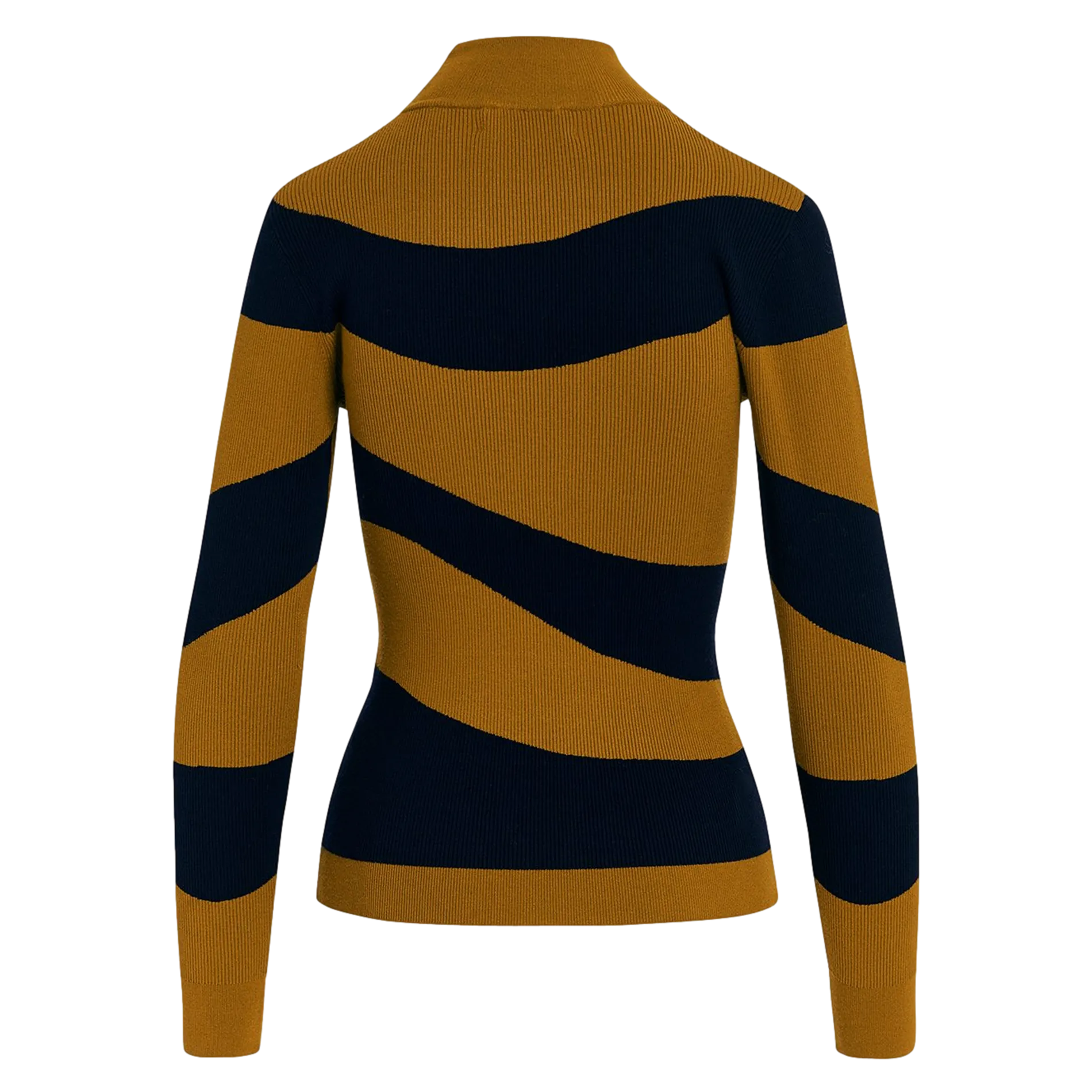 GOOSE - Jersey ajustado con cuello alto a rayas en marron