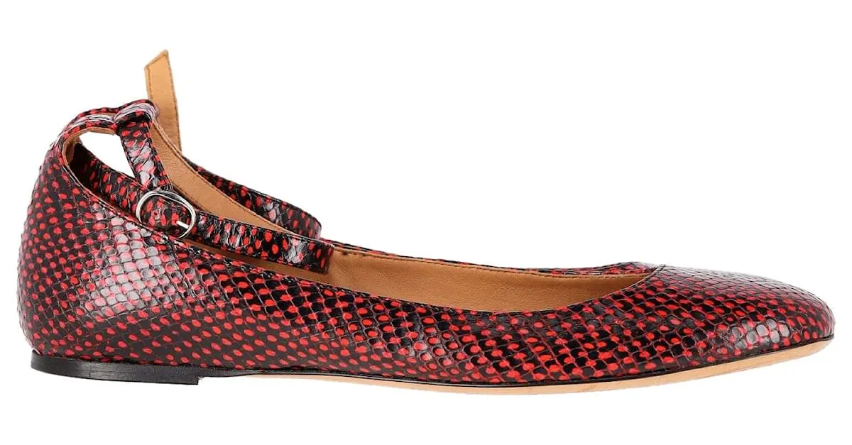Isabel Marant Etoile Bailarinas Lili con efecto de pitón en piel negra y roja Negro 