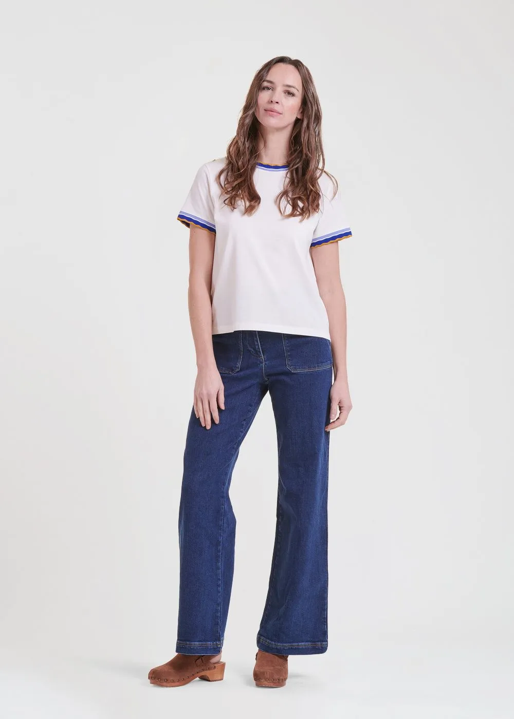 LA FEE MARABOUTEE Camiseta recta de algodón orgánico en blanco