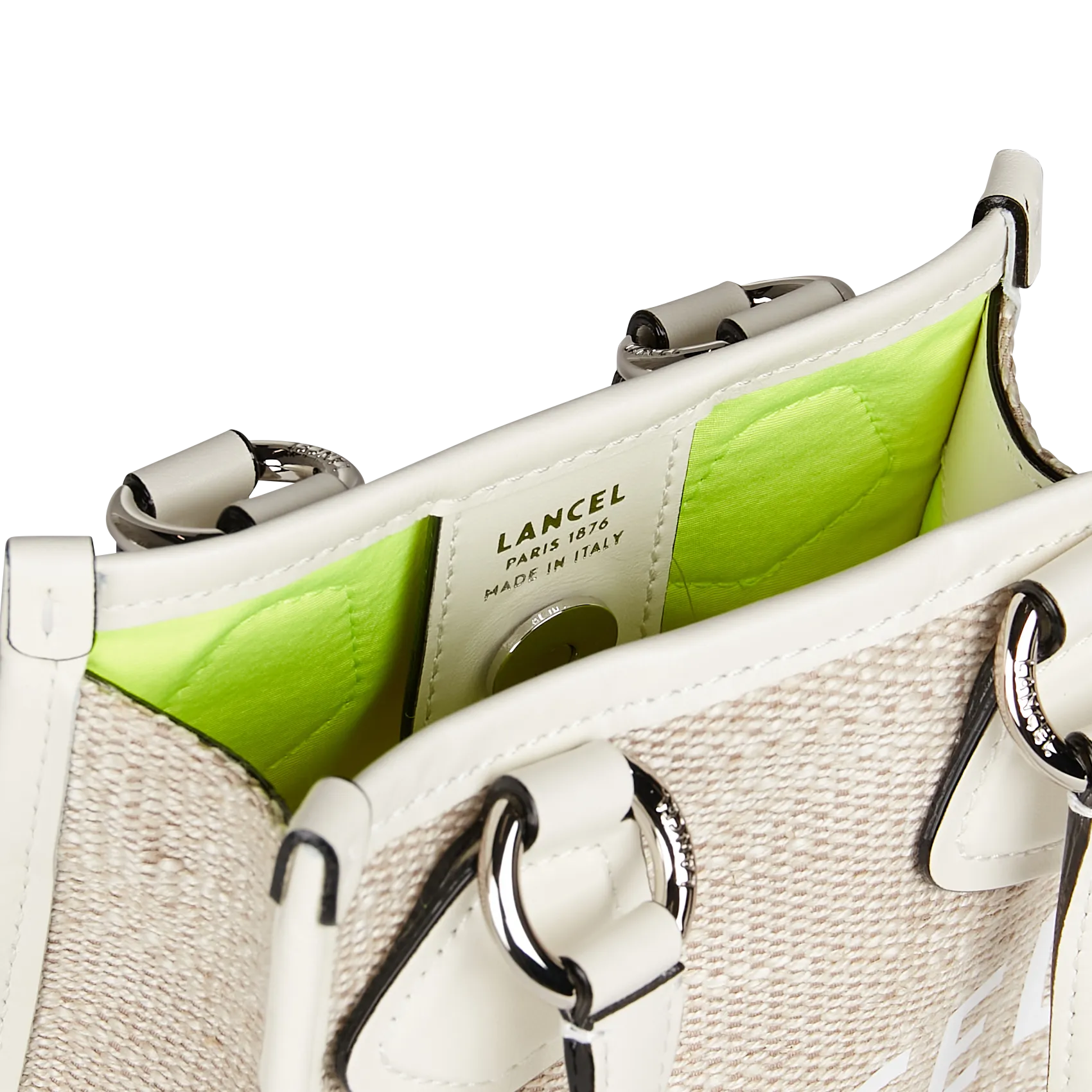 LANCEL SUMMER - Minobolso shopper de tela y piel en blanco