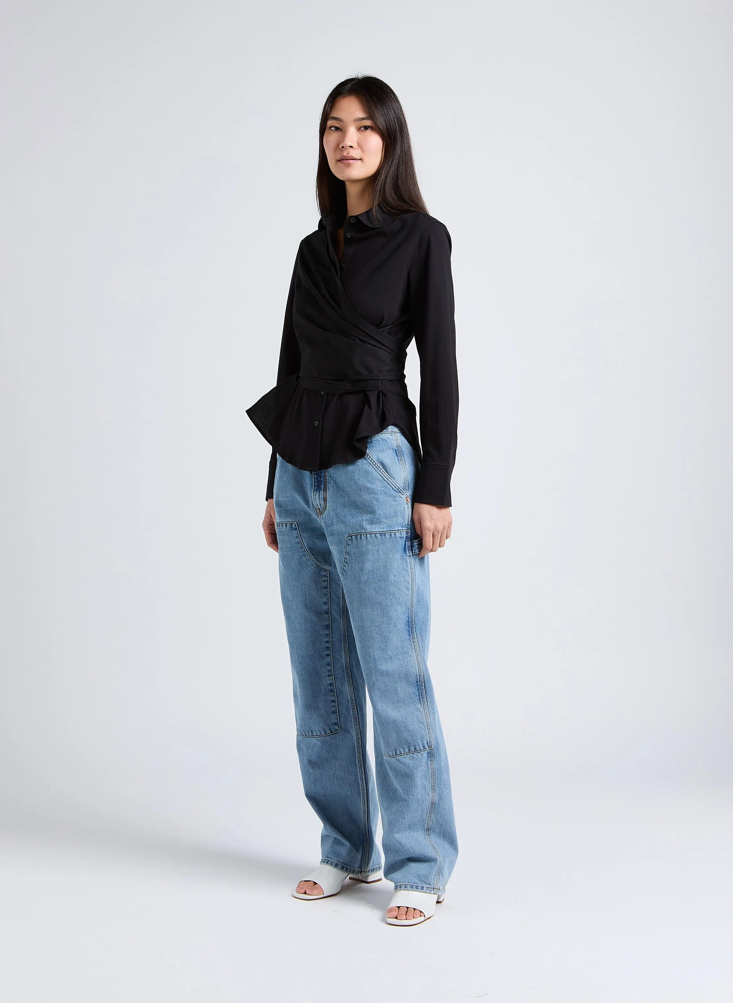 MES DEMOISELLES VIOLETTE - Camisa con cuello claudine y cinturón en negro