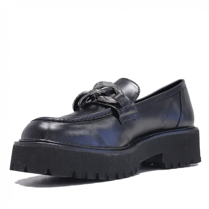 Mocasín Redlove brittany negros con plataforma y cadena