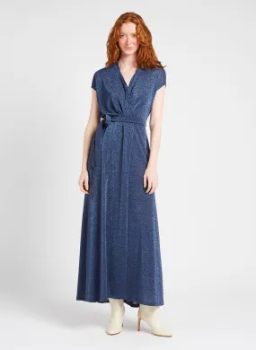 MOMONI COTONARIA - Vestido largo sin mangas con cinturón en azul