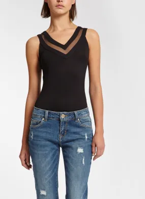 MORGAN DZANA.N - Camiseta de tirantes con cuello de pico en negro