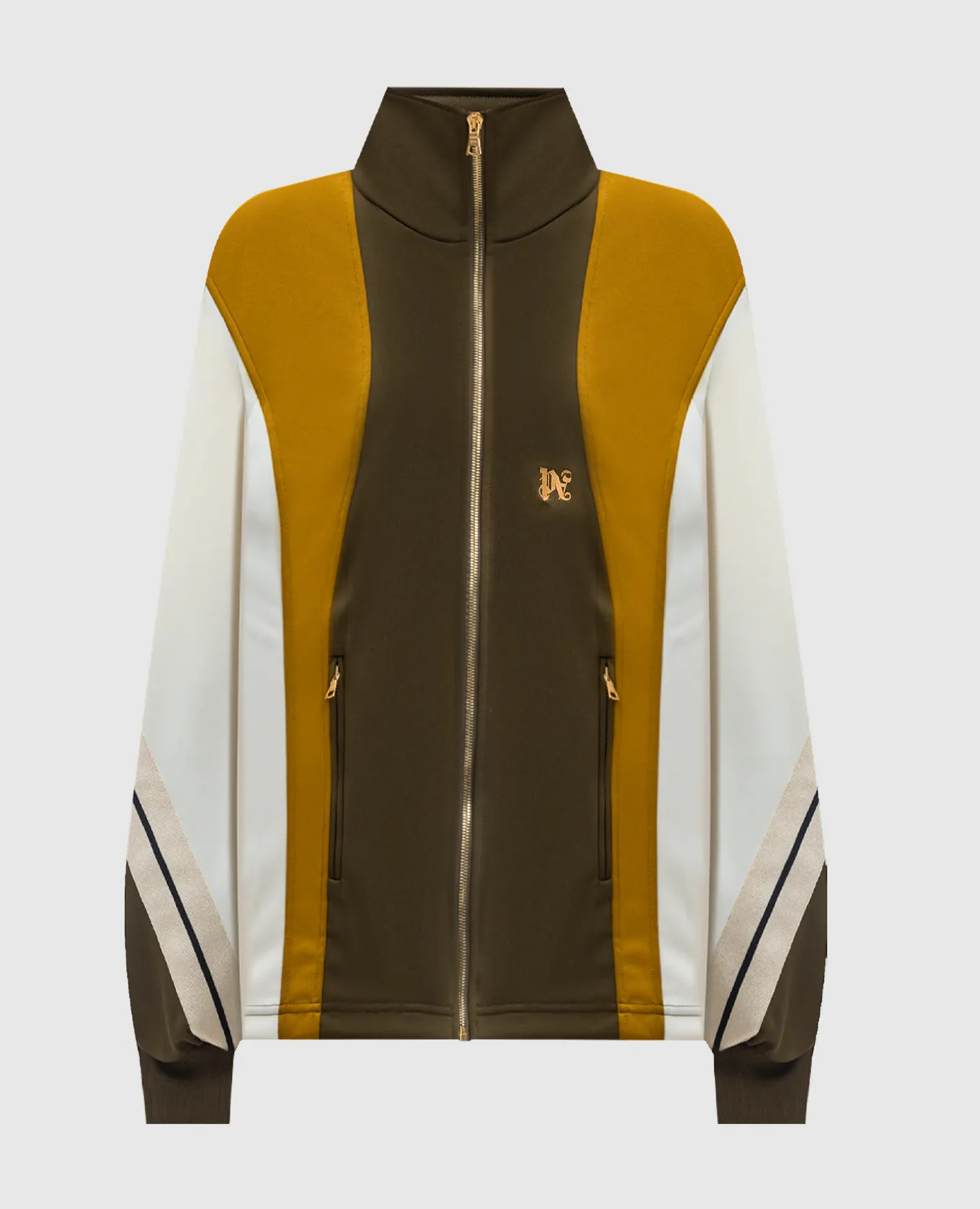 Palm Angels Khaki sports jacket with logo embroidery