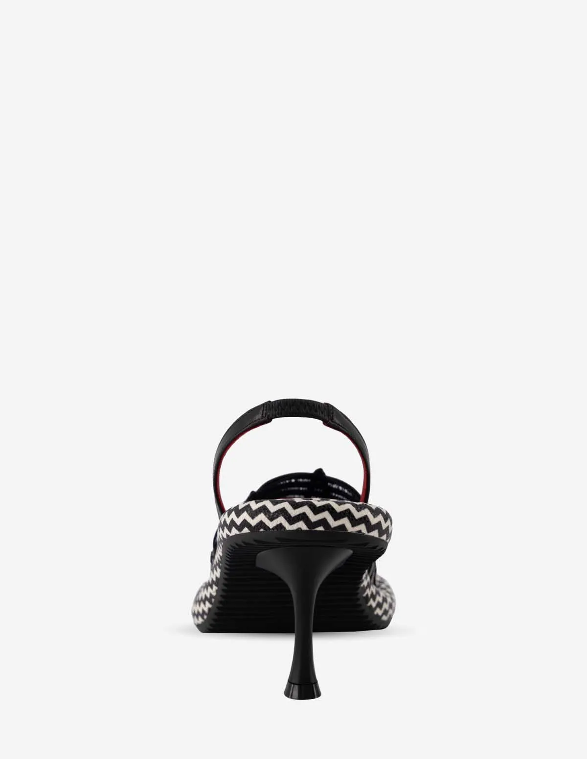 Sandalia con estampado chevron color blanco y negro para mujer