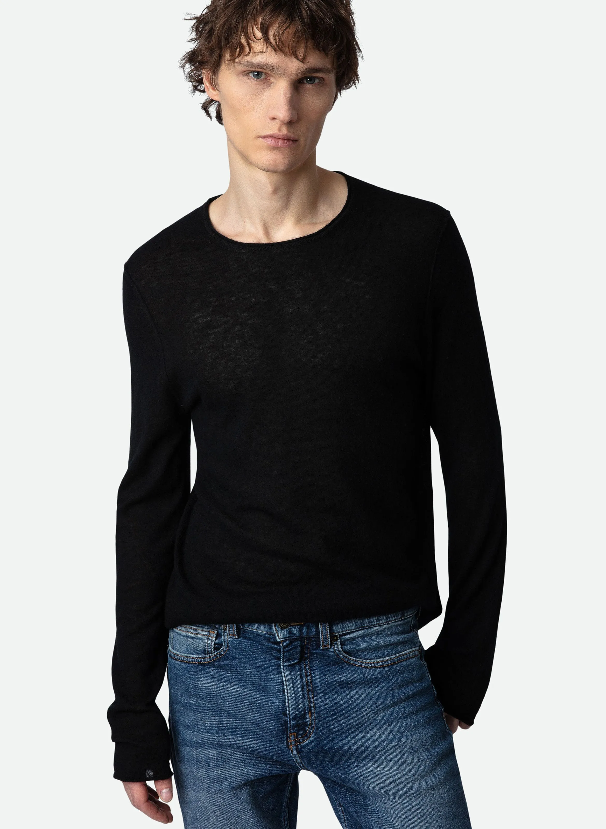 TEISS - Jersey de cachemira con cuello redondo en negro