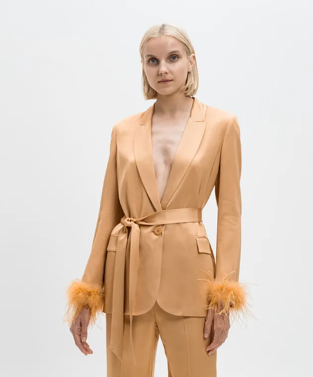 Twinset Orange jacket with ostrich feathers