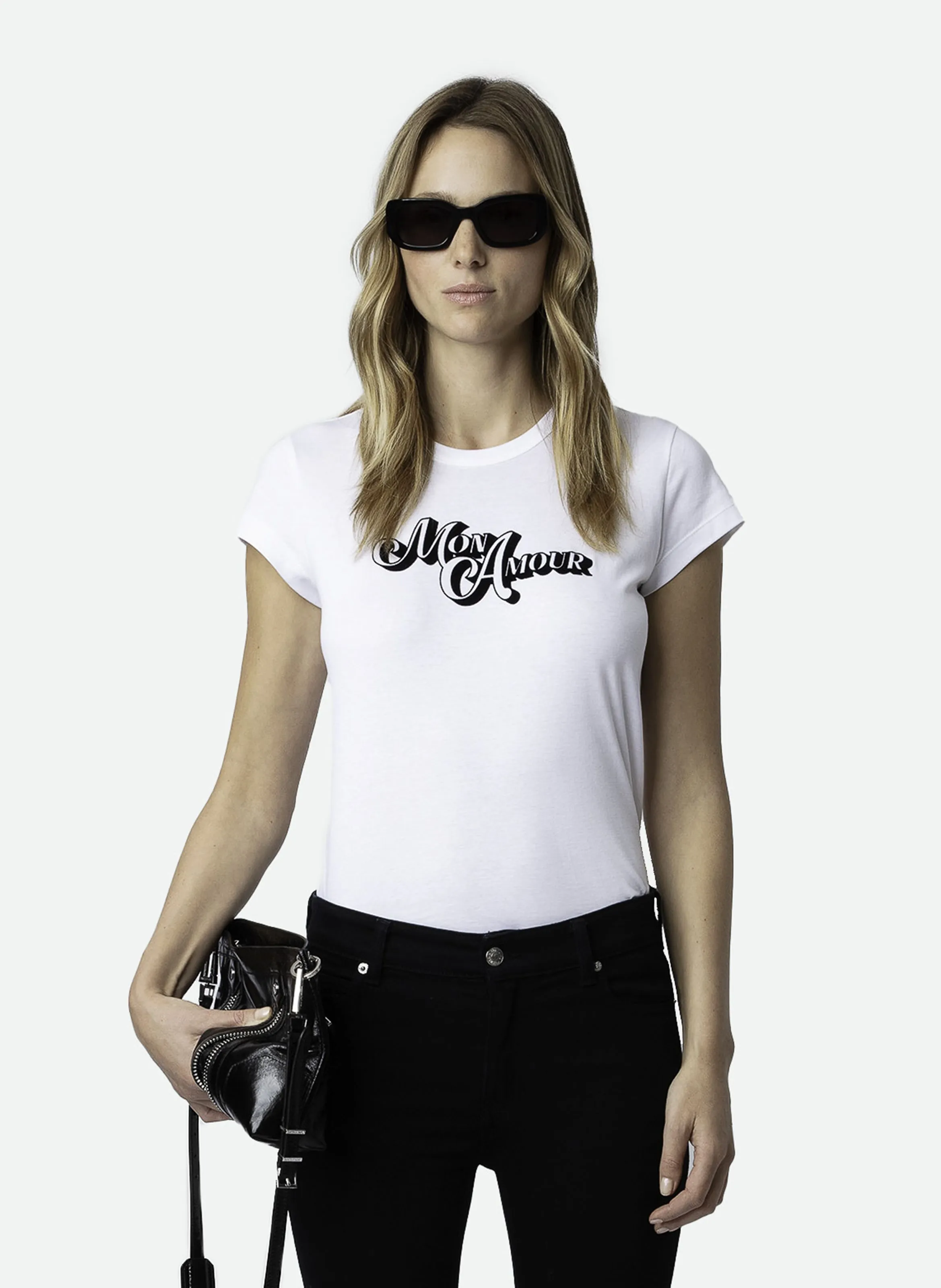 ZADIG&VOLTAIRE WOOP - Camiseta de cuello redondo serigrafiada en algodón orgánico en blanco